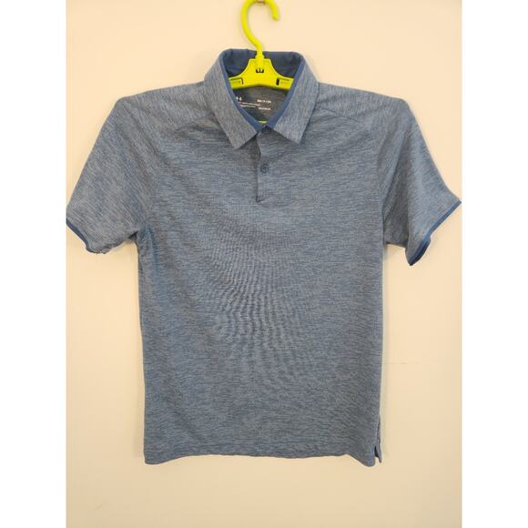 Under Armour Polo Shirt Mens Small Blue Short Sleeve Golf Athleisure Preppy - Picture 6 of 12
